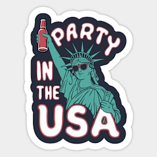 Party In The USA Independence Day Party Humor Sticker